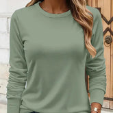 Unprinted Cotton Top Solid Color Casual  Adomoo